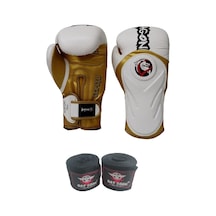 Tepito Boks Kıck Muay Thai Eldiveni Ve Bat 2000 Bandaj 2'li Set Beyaz Altın 12 Oz