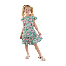 Denokids Pembe Çiçekli Kız Çocuk Yeşil Fırfırlı Elbise Pembe Denokids Pembe Çiçekli Kız Çocuk Yeşil Fırfırlı Elbise Pembe