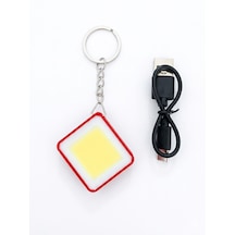 Şarjlı Mini 5w Cob Led Mıknatıslı El Feneri Beyaz - Kırmızı