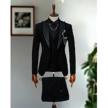 Bys Beystil Sivri Yaka Siyah Damatlık & Smokin Takım -slim Fit