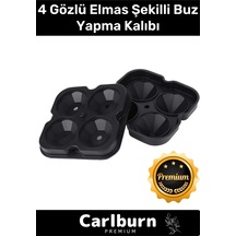 Premium Seri 4 Gözlü Kırılmaz Esnek Silikon Kokteyl İçecek Elmas Şekilli Buz Yapma Kalıbı Buzluk Çok Renkli