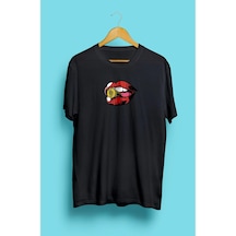 Startmore Unisex Mermili Dudak Baskılı Oversize Siyah Garalio T-shirt