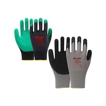 Beybi Pl-17 Flex No-10xl İşçi Eldiveni Siyah Yeşil Ant.gri Tırtıklı - 12'li Paket Diğer