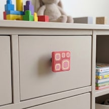 Çocuk Odası Mobilya Kulp Dolap Düğme Kare No:62 Pembe - Turuncu
