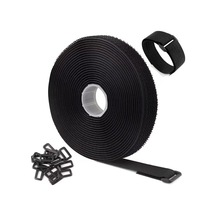 25 Döngülü 5m X 5cm Ayarlanabilir Kablo Bağları, Siyah, Yeniden Kullanılabilir, Kablo Yönetimiyle Uyumlu Velcro, Siyah