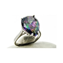 Mistik Topaz Damla Büyük Taşlı Gümüşkadın Yüzük