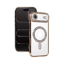 Newface Apple İphone 17 Air Joke Simli Magneticsafe Kılıf - Gold Altın