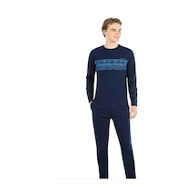 Pierre Cardin 6034 Erkek Lacivert Uzun Kollu Pijama Takımı Lacivert