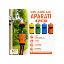 1/2 Hortum Hızlı Bağlantı Aparatı 4'lü Set Bahçe Hortumu Musluk Adaptörü Kilitli Konnektör 0
