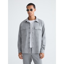 Lcw Vision Gri Regular Fit Uzun Kollu Ekose Erkek Gömlek Ceket