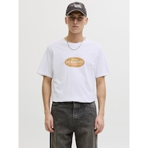 Jack & Jones Erkek Gögüs Logo Baskili Tisört - Catskills - 12297891 Beyaz