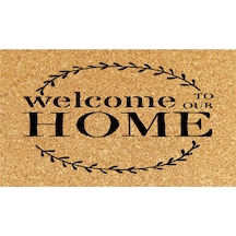 Welcome Home Dış Kapı Paspası Dijital Baskılı Kaymaz Pvc Plastik Tabanlı Kapı Önü Paspası Açık Kahve