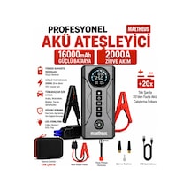 4-in-1 16000mah Akü Takviye Cihazı 150 Psı Kompresör Powerbank Lcd Ekran Led Fener Eva Çanta 2000a Tepe Akım