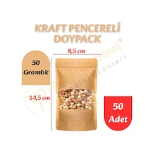 Kraft Pencereli Doypack 8,5x14,5x6 Cm 50 Adet