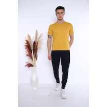 Erkek Hardal Alt-Üst T-Shirt Takım, Rahat Kesim-3305 Hardal