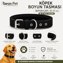 Pedli Köpek Boyun Tasması 30-37 Cm 2 Cm İçi Pedli Metal Tokalı D Halkalı - Siyah Çok Renkli