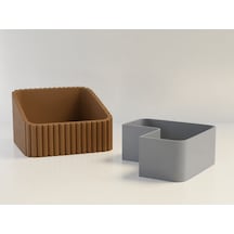 3d Baskı Fıstık Kasesi - Çift Hazneli Kabuk Ayırıcı Sunum Kasesi - Kahverengi Gri