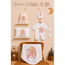 Pia Baby Kız Bebek Yeni Doğan Hastane Çıkışı %100 Pamuk İsme Özel Tulum Seti Battaniye Yastık Kılıfı Kese 2002tybk0x Krem