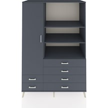 Kronos Dolap 7 Raflı 6 Çekmeceli Tek Kapaklı 132x59x195 Antrasit-antrasit/antrasit Antrasıt/antrasıt