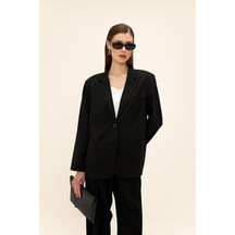Olcay Mono Yaka Oversize Blazer Ceket Siyah 8262