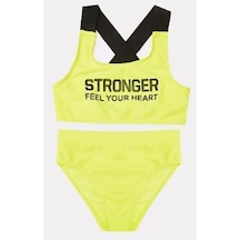 Deep Beach Yazı Baskılı Kız Çocuk Bikini Takım Db200773bt 001