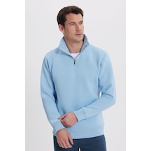 About Blank Tudors Relax Fit Yarım Fermuarlı Sweatshirt, S, Sw240002-01, Mavi, Erkek Acı Kahverengi