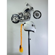 Motor & Motosiklet Tek Turuncu Örgü Saç Kask Dış Aksesuarı Diğer