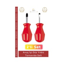 Tornavida Profesyonel Ev Tipi Dayanıklı Çelik Uçlu Ergonomik Saplı Pratik Onarım Düz Yıldız 2'li To