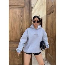 Veaven Baskılı Kapişonlu Sweat Gri