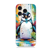 Apple Uyumlu iPhone 15 Pro Max Sevimli Penguen Desenli Silikon Kılıf