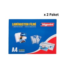 Bigpoint Laminasyon Filmi A4 100 Mikron 100'lü Kutu X 2 Paket