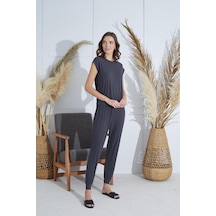 Sevim Kadın Kısa Kol Antrasit Pijama Takım C7t0n951 001
