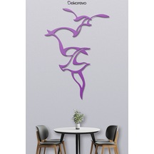 Martıların Dansı Metal Duvar Tablosu - Metal Duvar Sanatı - Mor - 36 X 50 Cm
