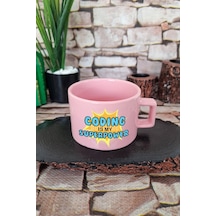 Coding İs My Superpower Baskılı Yazılımcı Kare Kulplu Fincan Pembe Kupa Bardak Pembe