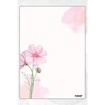 A5 Çiçek Bloknot Çizgisiz Defter - 50 Yaprak - Memopad - Notepad - Not Defteri - Not Kağıdı - 2953 Çok Renkli
