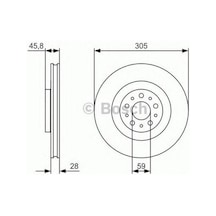 ON FREN AYNASI DISKI DOBLO III FIAT 500 COMBO 1.3D/1.4/1.6D 305MM 5 BIJON BOSCH 0986479736 OEM