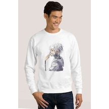 Anime Tokyo Ghoul Anteiku Baskılı Beyaz Erkek Örme Sweatshirt (528477469)