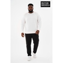 Süperlife Erkek Büyük Beden İkili Bisiklet Yaka 2 Li Set -rahat Kalıp İnce Sweatshirt Spr26bsw956+2 Ecru-ecru