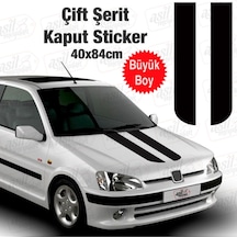 Oto Kaput Sticker Çift Şerit Siyah 40 84 Cm2382