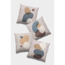 Bej Modern Desenli Çift Taraf 4'lü Set Kırlent Kılıfı 4kr005n11