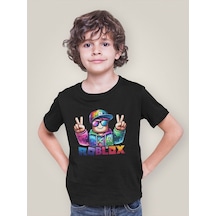 Sevbano Roblox 2 Baskılı Unisex Oyun Çocuk Tişört 1-12 Yaş Siyah
