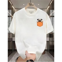 Tarzsokak Unisex Kod 1 Köpek Minimalis Baskı T-shirt Beyaz
