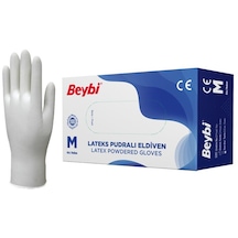 Beybi Pudralı Latex Muayene Eldiveni M 100'lü