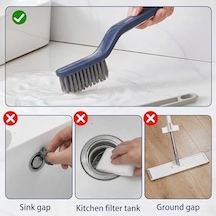 Çok Amaçlı Derz Temizleme Fırçası, Entegre Cımbız Uçlu, V Şekilli Güçlü Kıl Yapılı, Fayans Banyo Mutfak Oluk Ve Köşe Temizleyici Açık Gri