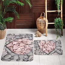 Rovigo Home Baskılı Kaymaz Taban 2 Li Banyo Paspas Takım Rvg5046-100X60-60X50 Çok Renkli