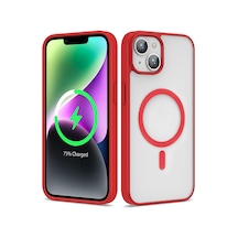 Zore İphone 12 Kılıf Magsafe Wireless Şarj Özellikli Silikon Nvth Ege Kapak - Kırmızı