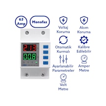 Tomzn Voltaj Ve Akım Koruma Rölesi 63a Yüksek Alçak Gerilim Akım Koruyucu Elektrik Bekçisi Çift Kontaktörlü