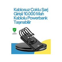 10000mah Kablosuz Ve Hızlı Şarj Destekli Powerbank Taşınabilir Şarj Gücü Siyah 23170607