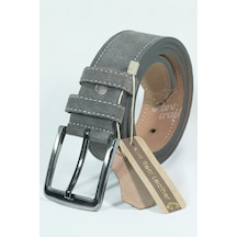 Parscraft Hakiki Süet Deri Erkek Kemer Gri 4 Cm