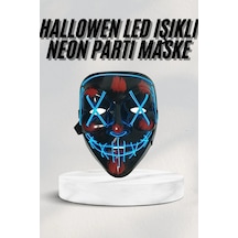 Led Işıklı Neon Maske Cadılar Bayramı Maskesi Korkunç Korku Maskesi 1
